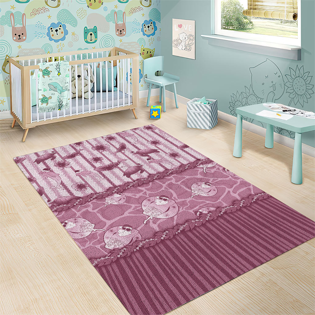Hawaii Christmas In July Area Rug Dusty Pink Mele Kalikimaka Sea Animals DT05 - Polynesian Pride