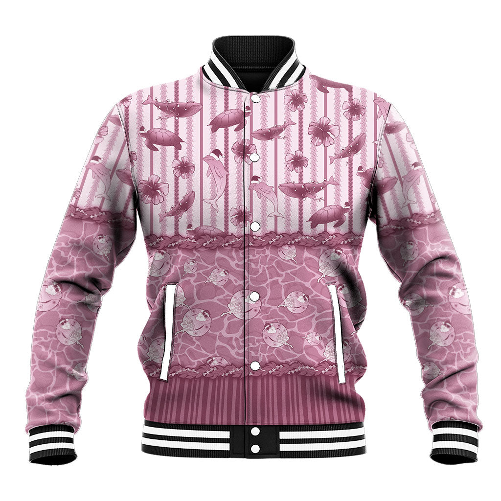 Hawaii Christmas In July Baseball Jacket Dusty Pink Mele Kalikimaka Sea Animals