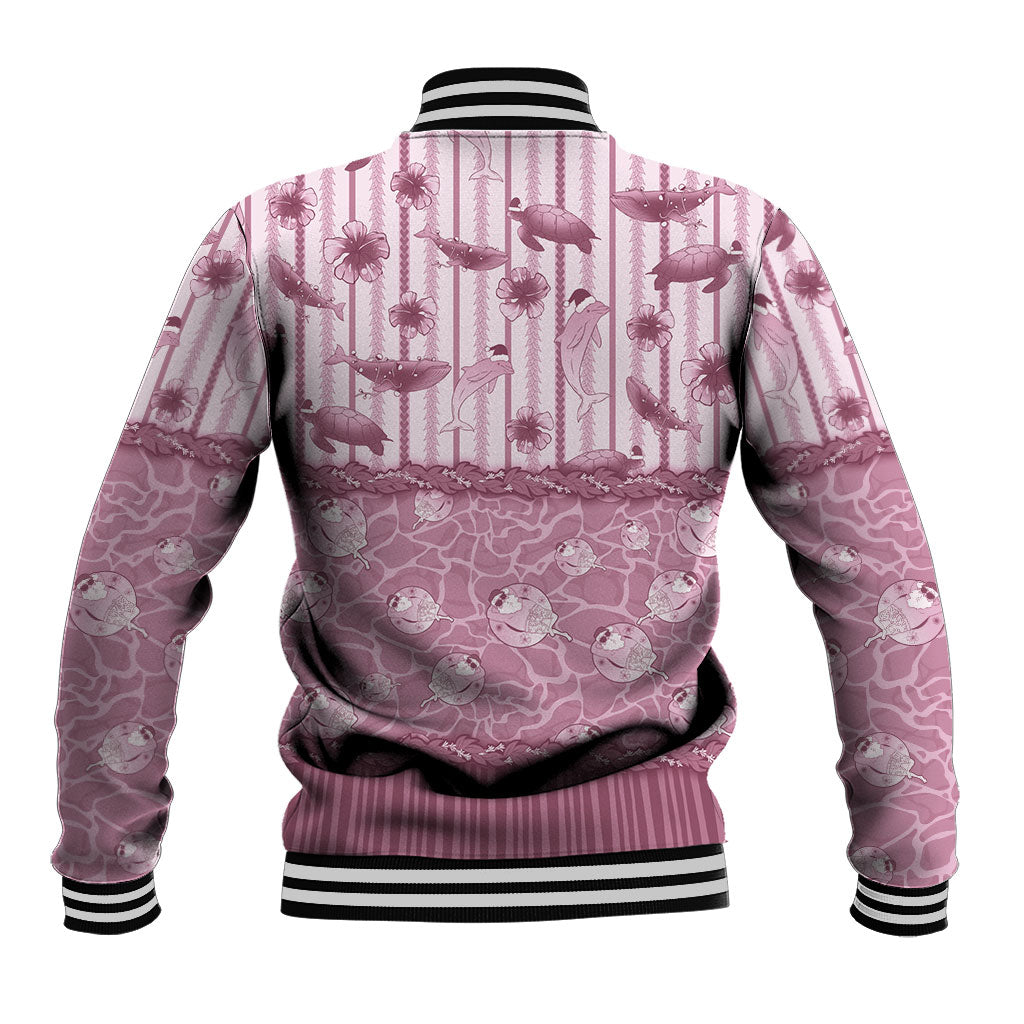 Hawaii Christmas In July Baseball Jacket Dusty Pink Mele Kalikimaka Sea Animals