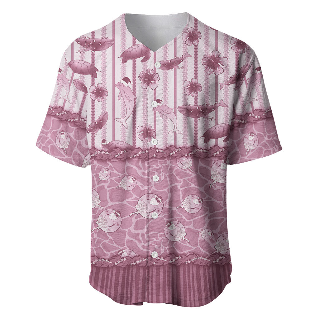 Hawaii Christmas In July Baseball Jersey Dusty Pink Mele Kalikimaka Sea Animals DT05 Pink - Polynesian Pride