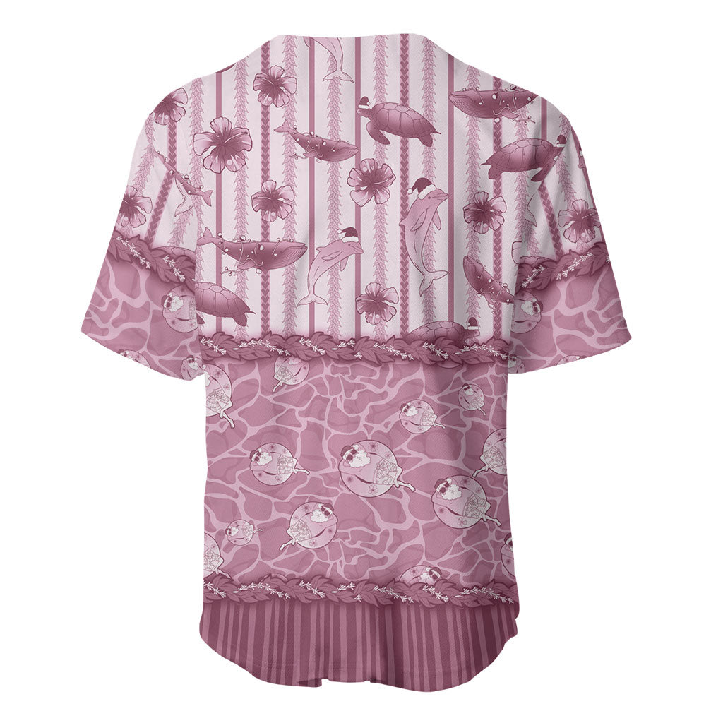 Hawaii Christmas In July Baseball Jersey Dusty Pink Mele Kalikimaka Sea Animals DT05 - Polynesian Pride