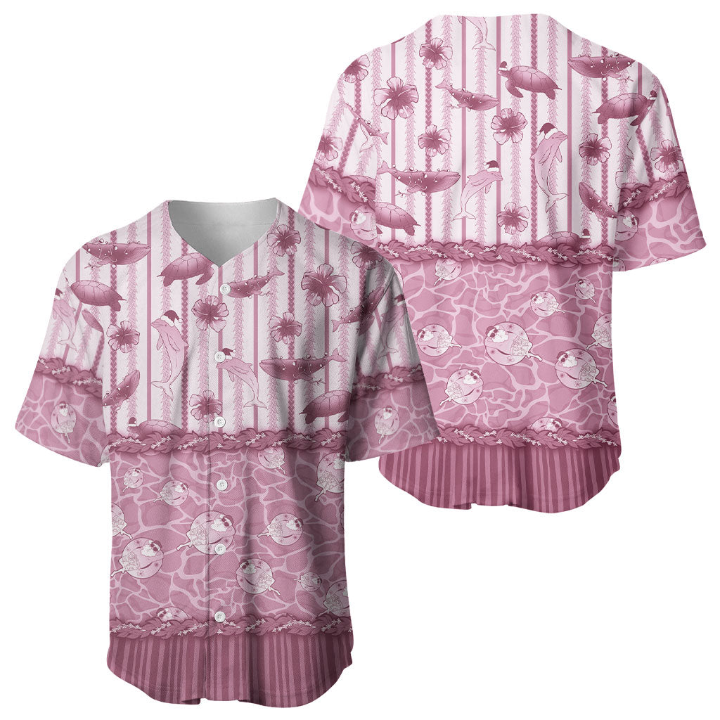 Hawaii Christmas In July Baseball Jersey Dusty Pink Mele Kalikimaka Sea Animals DT05 - Polynesian Pride