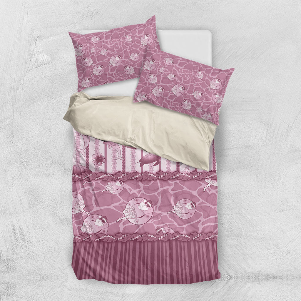 Hawaii Christmas In July Bedding Set Dusty Pink Mele Kalikimaka Sea Animals