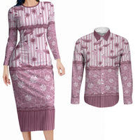 Hawaii Christmas In July Couples Matching Long Sleeve Bodycon Dress and Long Sleeve Button Shirt Dusty Pink Mele Kalikimaka Sea Animals DT05 Pink - Polynesian Pride