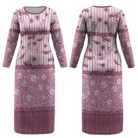 Hawaii Christmas In July Couples Matching Long Sleeve Bodycon Dress and Long Sleeve Button Shirt Dusty Pink Mele Kalikimaka Sea Animals DT05 - Polynesian Pride