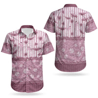 Hawaii Christmas In July Couples Matching Off The Shoulder Long Sleeve Dress and Hawaiian Shirt Dusty Pink Mele Kalikimaka Sea Animals DT05 - Polynesian Pride