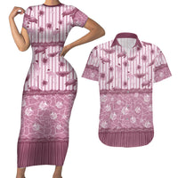Hawaii Christmas In July Couples Matching Short Sleeve Bodycon Dress and Hawaiian Shirt Dusty Pink Mele Kalikimaka Sea Animals