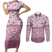 Hawaii Christmas In July Couples Matching Short Sleeve Bodycon Dress and Long Sleeve Button Shirt Dusty Pink Mele Kalikimaka Sea Animals DT05 Pink - Polynesian Pride
