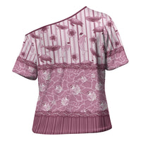 Hawaii Christmas In July Cross Shoulder Shirt Dusty Pink Mele Kalikimaka Sea Animals