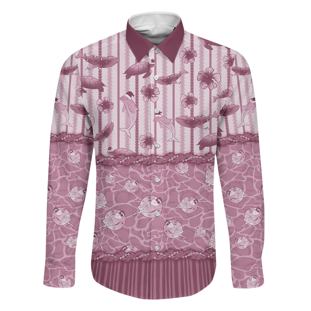 Hawaii Christmas In July Family Matching Puletasi and Hawaiian Shirt Dusty Pink Mele Kalikimaka Sea Animals