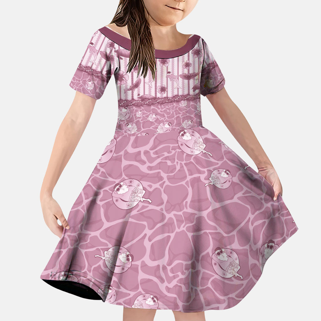 Hawaii Christmas In July Family Matching Summer Maxi Dress and Hawaiian Shirt Dusty Pink Mele Kalikimaka Sea Animals