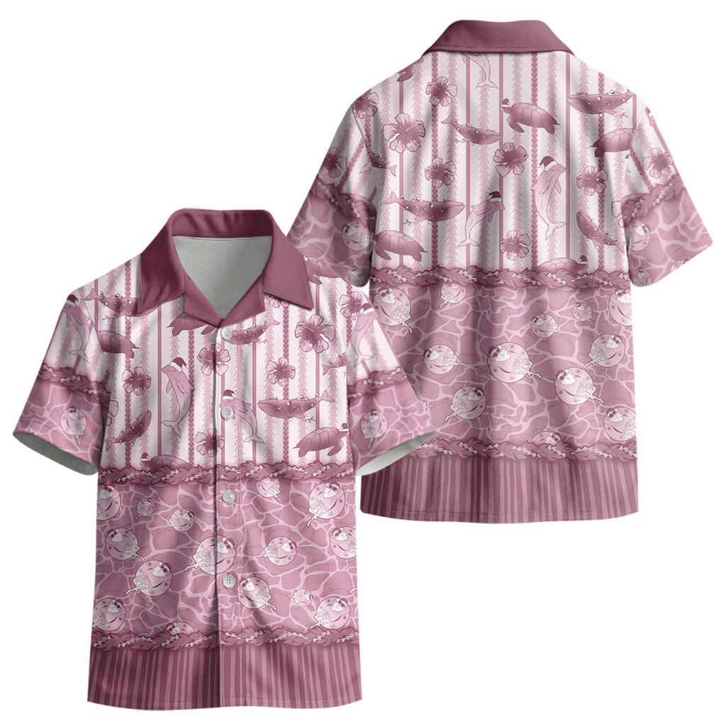 Hawaii Christmas In July Kid Hawaiian Shirt Dusty Pink Mele Kalikimaka Sea Animals DT05 - Polynesian Pride