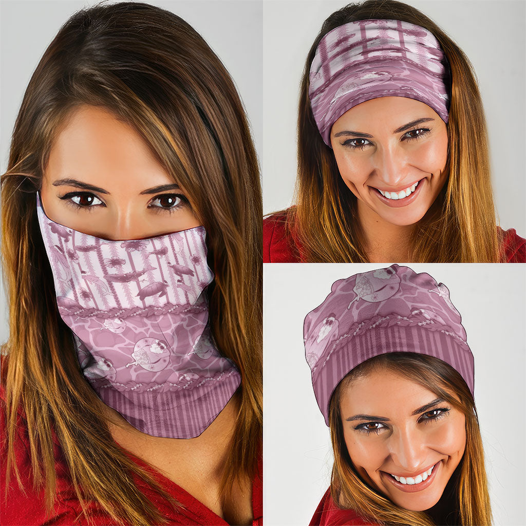 Hawaii Christmas In July Neck Gaiter Dusty Pink Mele Kalikimaka Sea Animals DT05 - Polynesian Pride