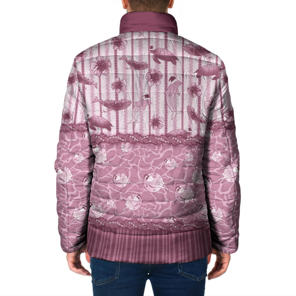 Hawaii Christmas In July Padded Jacket Dusty Pink Mele Kalikimaka Sea Animals