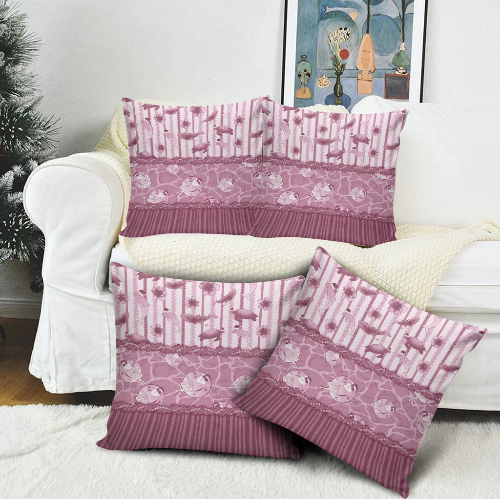 Hawaii Christmas In July Pillow Cover Dusty Pink Mele Kalikimaka Sea Animals DT05 - Polynesian Pride