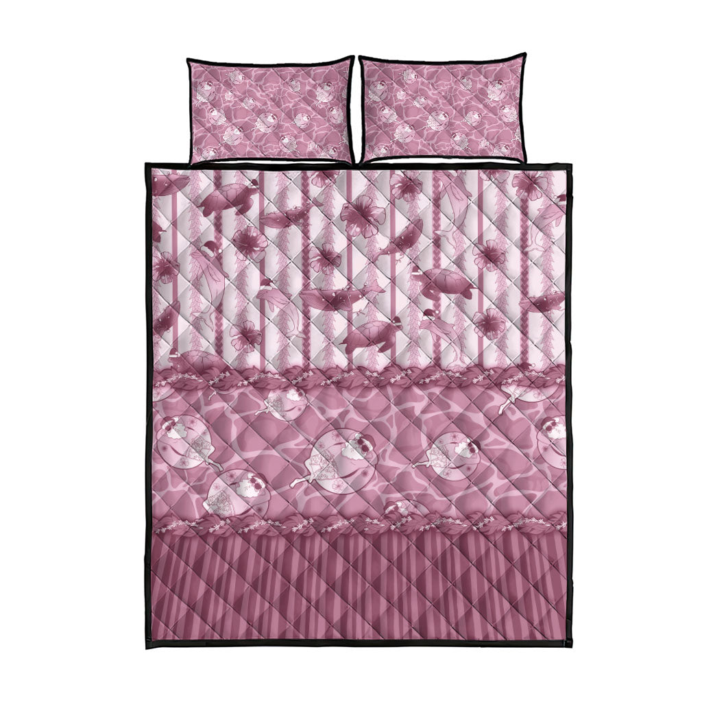 Hawaii Christmas In July Quilt Bed Set Dusty Pink Mele Kalikimaka Sea Animals DT05 - Polynesian Pride