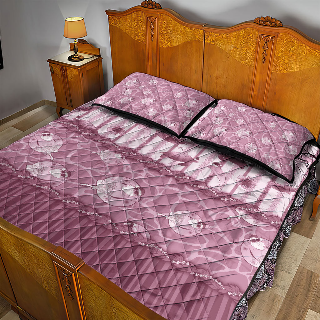 Hawaii Christmas In July Quilt Bed Set Dusty Pink Mele Kalikimaka Sea Animals DT05 - Polynesian Pride