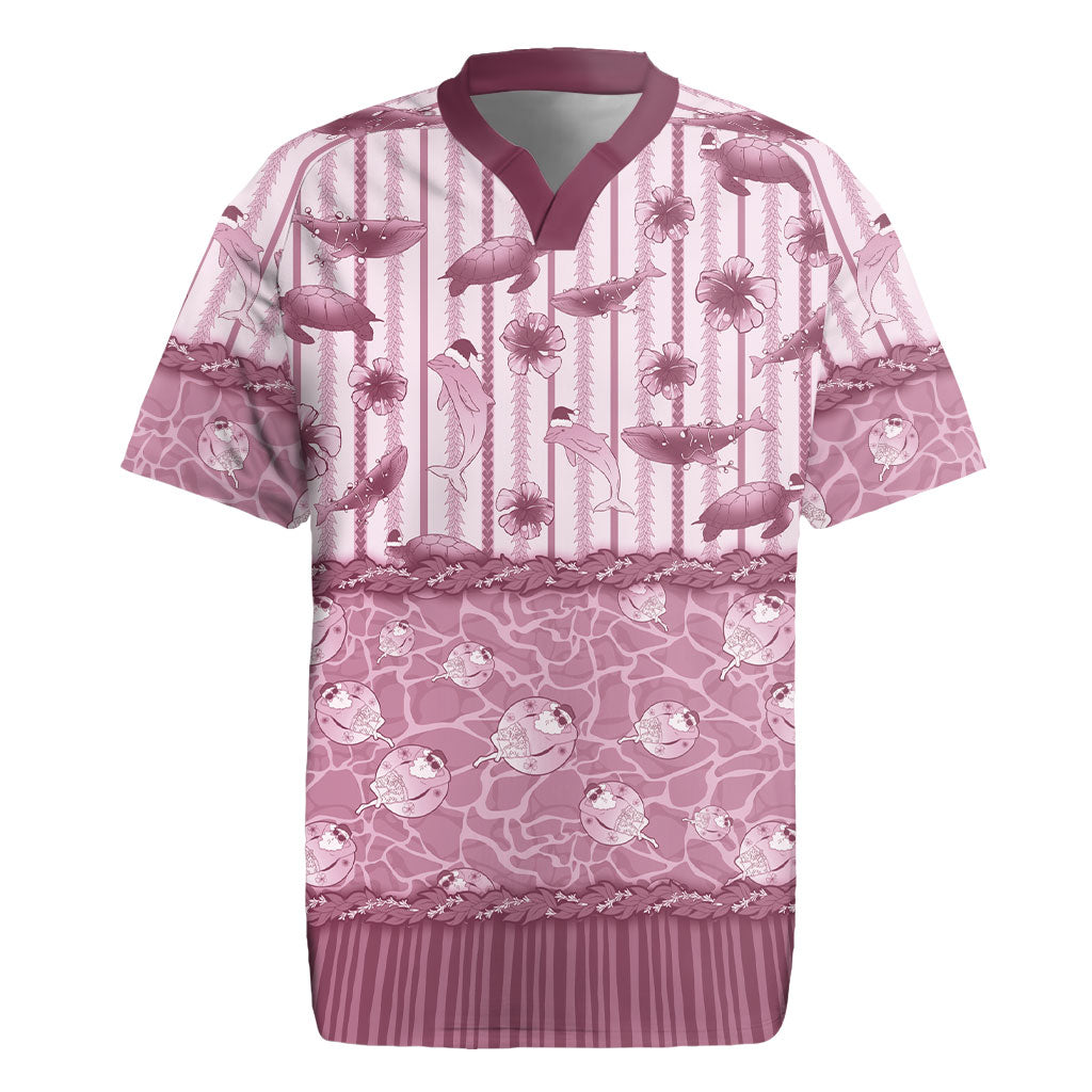 Hawaii Christmas In July Rugby Jersey Dusty Pink Mele Kalikimaka Sea Animals DT05 Pink - Polynesian Pride