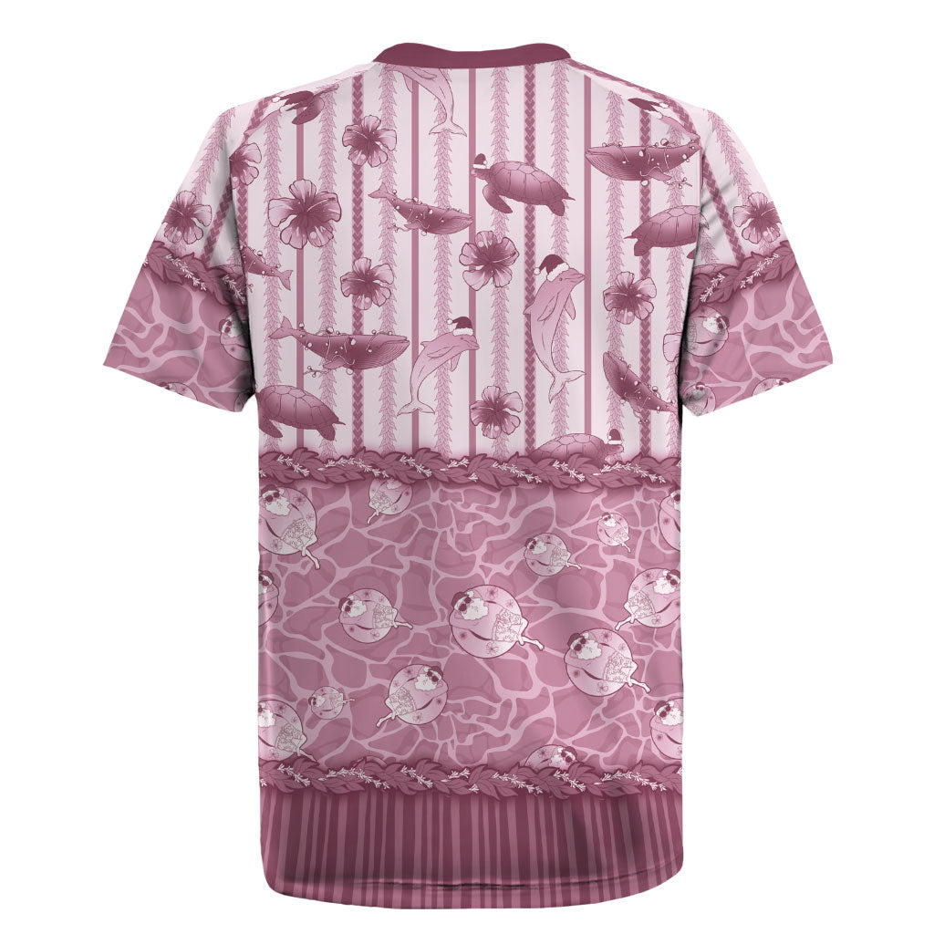 Hawaii Christmas In July Rugby Jersey Dusty Pink Mele Kalikimaka Sea Animals DT05 - Polynesian Pride