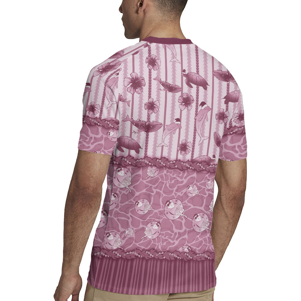 Hawaii Christmas In July Rugby Jersey Dusty Pink Mele Kalikimaka Sea Animals DT05 - Polynesian Pride