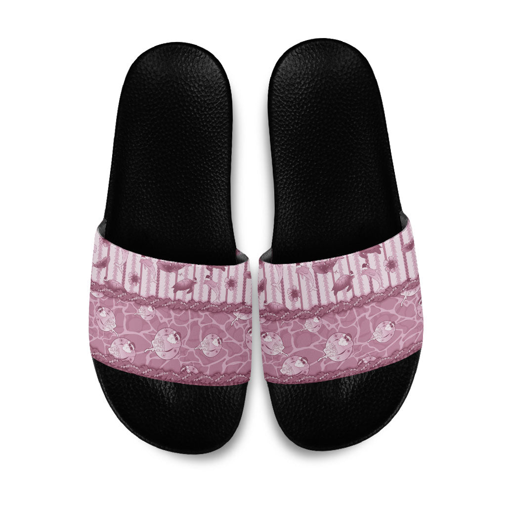 Hawaii Christmas In July Slide Sandals Dusty Pink Mele Kalikimaka Sea Animals DT05 Pink - Polynesian Pride