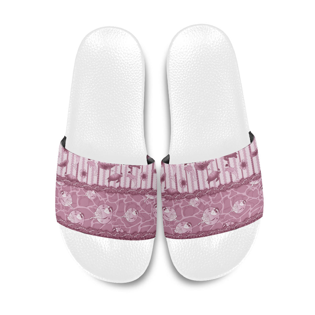 Hawaii Christmas In July Slide Sandals Dusty Pink Mele Kalikimaka Sea Animals DT05 Pink - Polynesian Pride