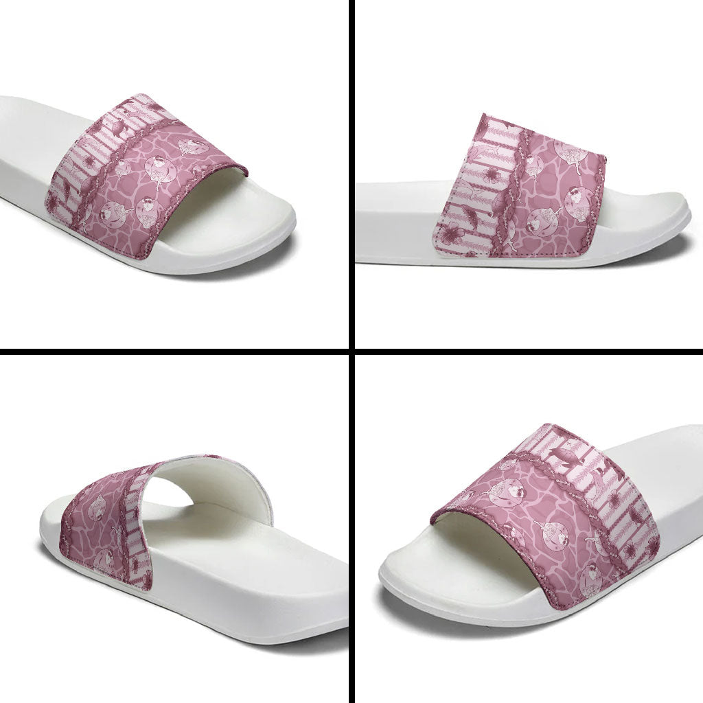 Hawaii Christmas In July Slide Sandals Dusty Pink Mele Kalikimaka Sea Animals DT05 - Polynesian Pride