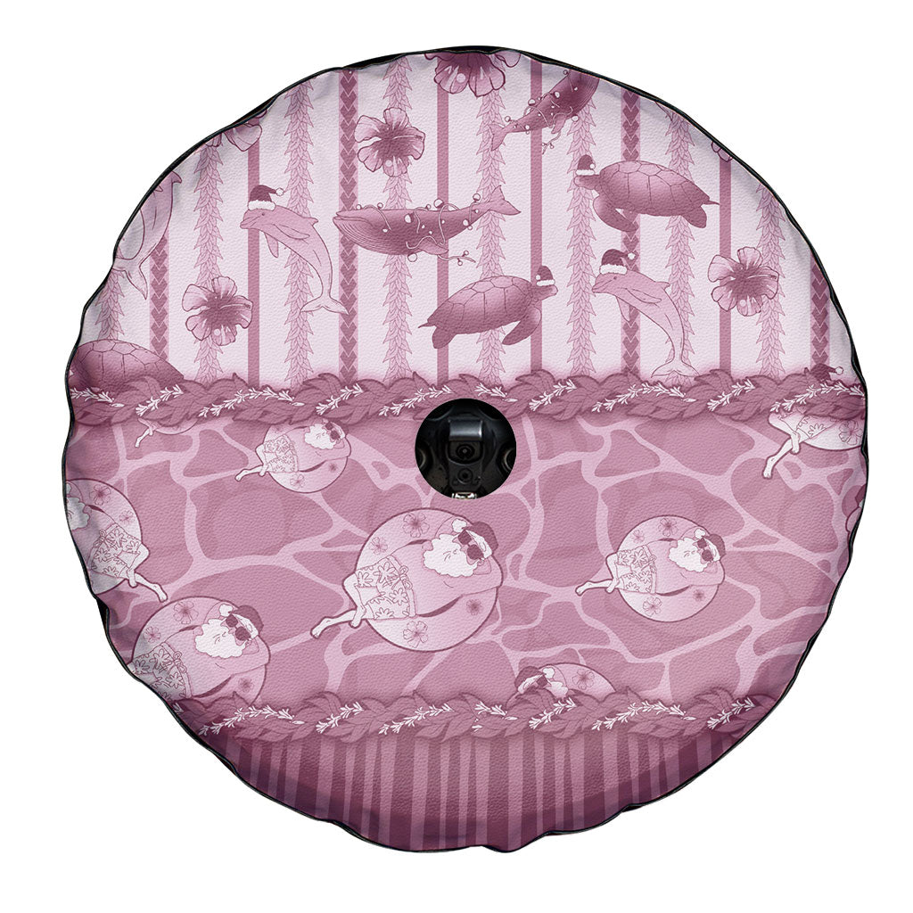 Hawaii Christmas In July Spare Tire Cover Dusty Pink Mele Kalikimaka Sea Animals