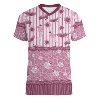 Hawaii Christmas In July Women V-Neck T-Shirt Dusty Pink Mele Kalikimaka Sea Animals