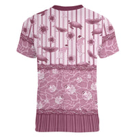 Hawaii Christmas In July Women V-Neck T-Shirt Dusty Pink Mele Kalikimaka Sea Animals