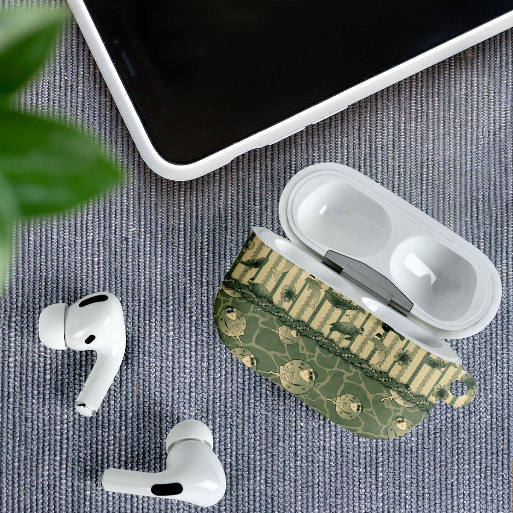 Hawaii Christmas In July AirPods Case Olive Green Mele Kalikimaka Sea Animals DT05 - Polynesian Pride