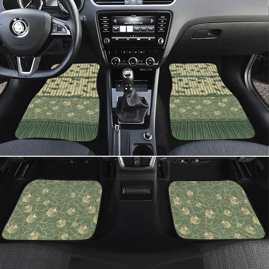 Hawaii Christmas In July Car Mats Olive Green Mele Kalikimaka Sea Animals