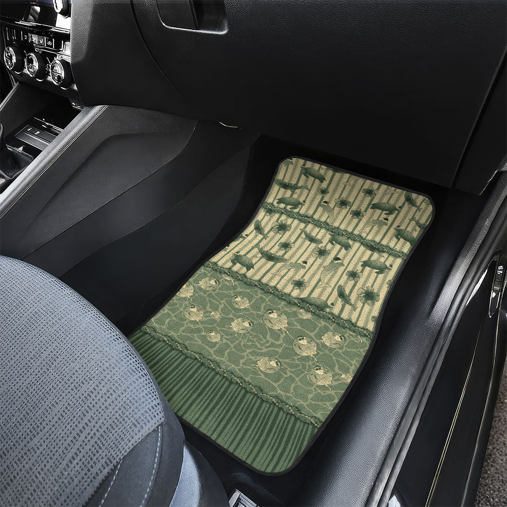 Hawaii Christmas In July Car Mats Olive Green Mele Kalikimaka Sea Animals