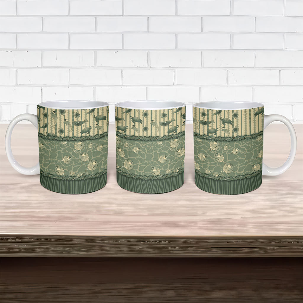 Hawaii Christmas In July Ceramic Mug Olive Green Mele Kalikimaka Sea Animals DT05 - Polynesian Pride
