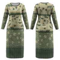 Hawaii Christmas In July Couples Matching Long Sleeve Bodycon Dress and Long Sleeve Button Shirt Olive Green Mele Kalikimaka Sea Animals DT05 - Polynesian Pride