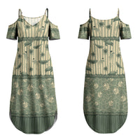 Hawaii Christmas In July Couples Matching Summer Maxi Dress and Long Sleeve Button Shirt Olive Green Mele Kalikimaka Sea Animals DT05 - Polynesian Pride