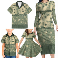 Hawaii Christmas In July Family Matching Long Sleeve Bodycon Dress and Hawaiian Shirt Olive Green Mele Kalikimaka Sea Animals DT05 - Polynesian Pride