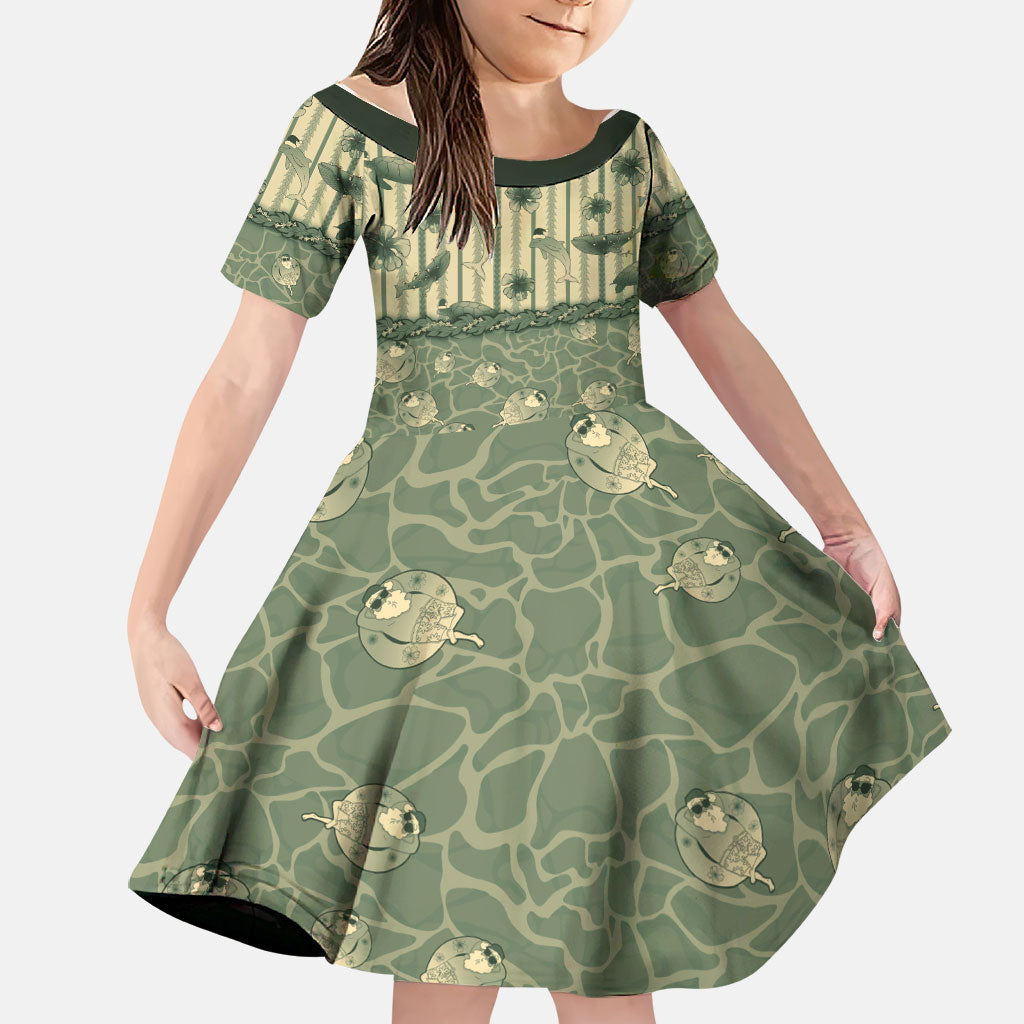 Hawaii Christmas In July Family Matching Mermaid Dress and Hawaiian Shirt Olive Green Mele Kalikimaka Sea Animals