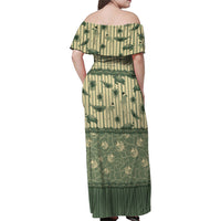 Hawaii Christmas In July Family Matching Off Shoulder Maxi Dress and Hawaiian Shirt Olive Green Mele Kalikimaka Sea Animals