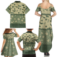 Hawaii Christmas In July Family Matching Summer Maxi Dress and Hawaiian Shirt Olive Green Mele Kalikimaka Sea Animals