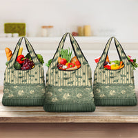 Hawaii Christmas In July Grocery Bag Olive Green Mele Kalikimaka Sea Animals DT05 3-pack One Size Green - Polynesian Pride