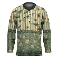 Hawaii Christmas In July Hockey Jersey Olive Green Mele Kalikimaka Sea Animals