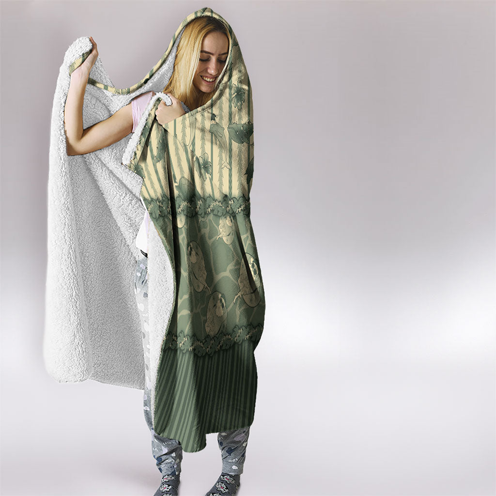 Hawaii Christmas In July Hooded Blanket Olive Green Mele Kalikimaka Sea Animals DT05 - Polynesian Pride