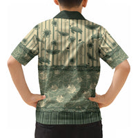 Hawaii Christmas In July Kid Hawaiian Shirt Olive Green Mele Kalikimaka Sea Animals DT05 - Polynesian Pride