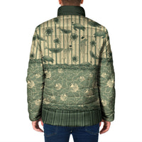 Hawaii Christmas In July Padded Jacket Olive Green Mele Kalikimaka Sea Animals