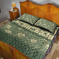 Hawaii Christmas In July Quilt Bed Set Olive Green Mele Kalikimaka Sea Animals