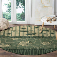 Hawaii Christmas In July Round Carpet Olive Green Mele Kalikimaka Sea Animals