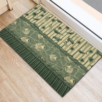 Hawaii Christmas In July Rubber Doormat Olive Green Mele Kalikimaka Sea Animals