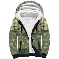 Hawaii Christmas In July Sherpa Hoodie Olive Green Mele Kalikimaka Sea Animals