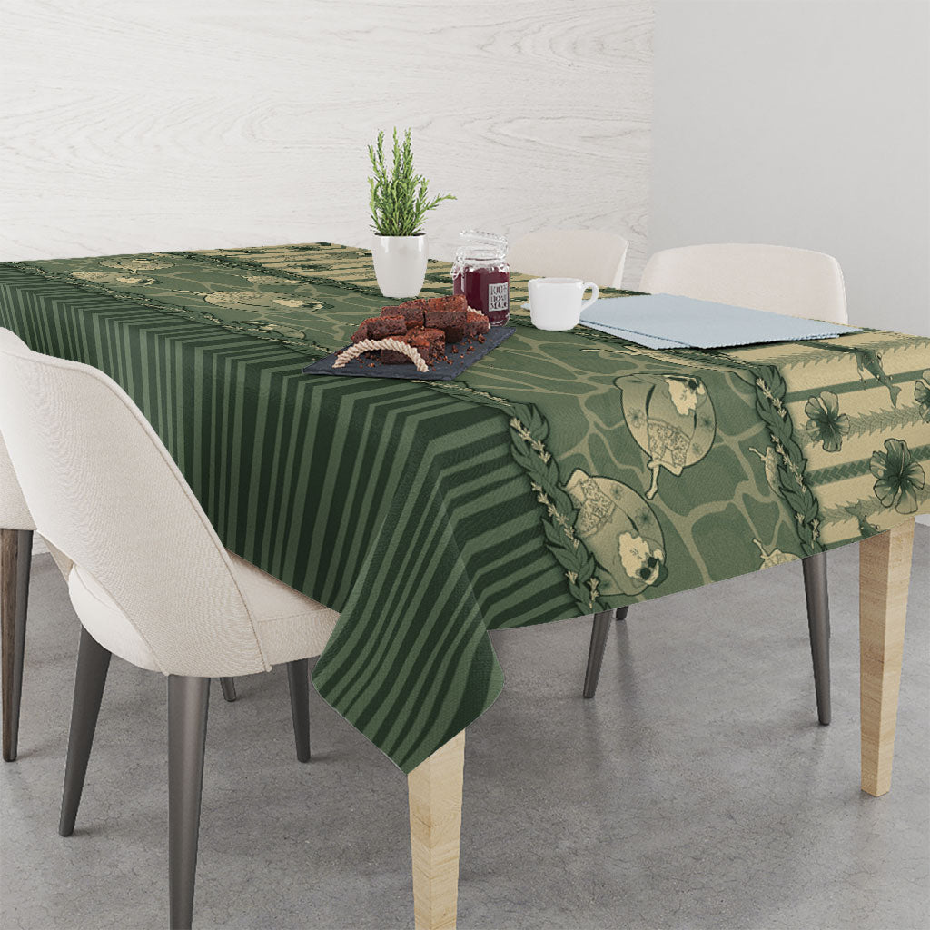 Hawaii Christmas In July Tablecloth Olive Green Mele Kalikimaka Sea Animals DT05 - Polynesian Pride